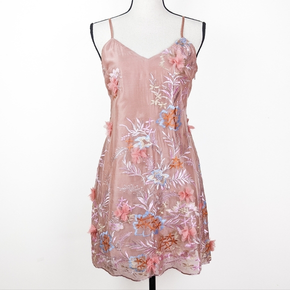 Storia Dresses & Skirts - NWT Storia Embroidered Floral Mini Slip Dress, Size Medium